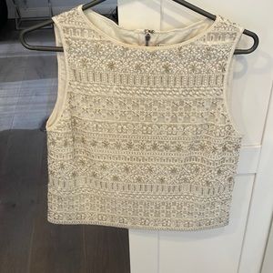 Beaded ivory crop top